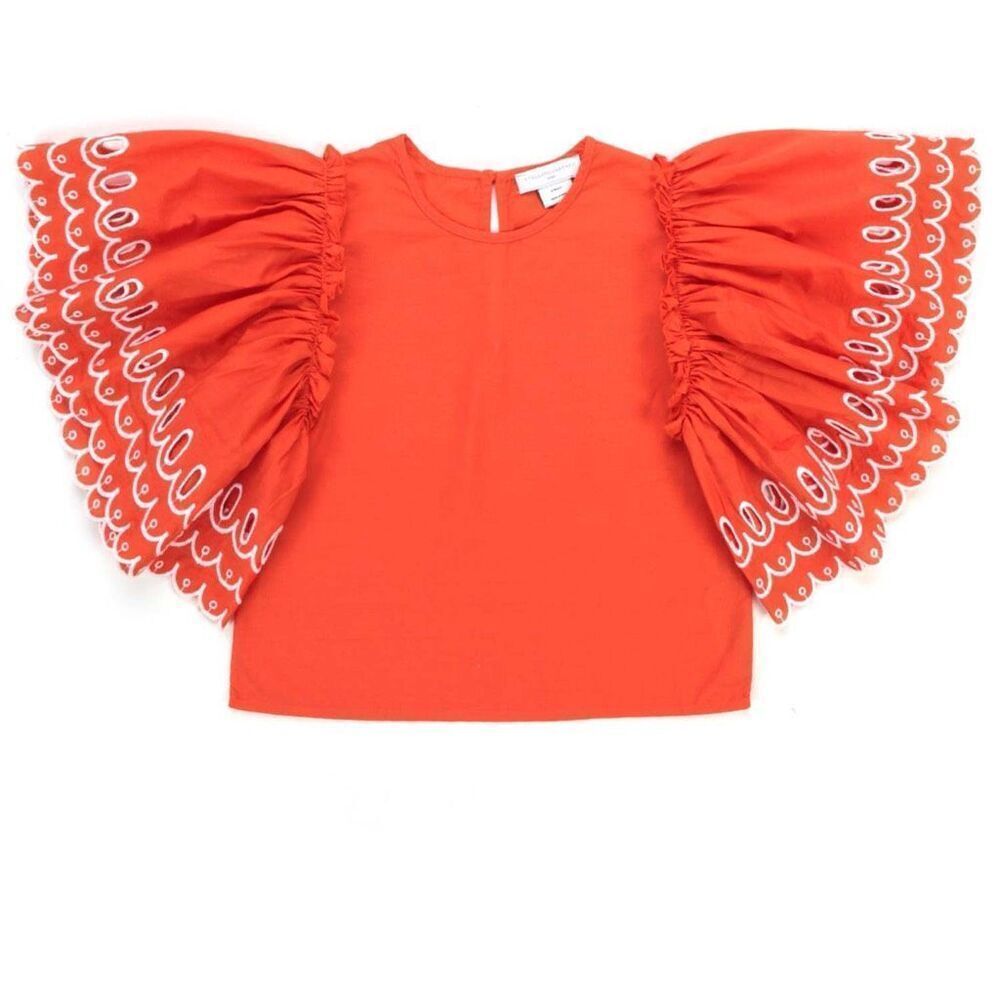 NWT Stella McCartney Kids Girls' Scalloped Organic Cotton Top.  Size 14